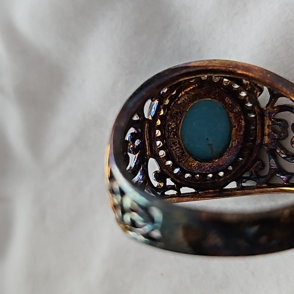 Blackened Sterling Silver and Rose Gold Turquoise Ring - Picture 4 of 4